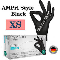 Перчатки нитриловые черные AMPri Style Black размер XS, плотность 4 г, уп.100 шт