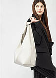 Стильна жіноча сумка хобо велика сіра з матової екошкіри (якісна штучна шкіра) + зручний гаманець, фото 2