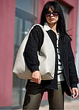 Стильна жіноча сумка хобо велика сіра з матової екошкіри (якісна штучна шкіра) + зручний гаманець, фото 6