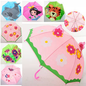 Парасолька дитяча MK 4129  тростина 57см, діаметр 70см, спиця 45см, довжина 58см, тканина, 6 видів.