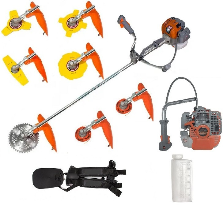 Мотокоса GT Industrialline GT-4350 (Движувач Mitsubishi 56 см3, 5 ножів + 2 котушки) Китай