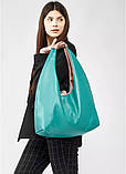 Стильна жіноча сумка хобо велика з матової екошкіри (якісна штучна шкіра) + зручний гаманець, колір мурена (синьо-зелена), фото 10