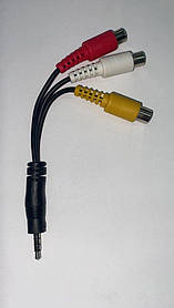 Кабель аудіо-відео 3.5мм-3 гнізда RCA (0.1м)