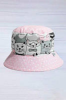 Панамка дитяча для дівчинки, Рожева, 100% бавовна, літня шапочка Крохатушка одяг