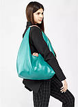 Модна велика жіноча сумка хобо міста з матової екошкіри (якісна штучна шкіра) + зручний гаманець, колір мурена (синьо-зелена), фото 2