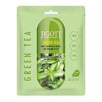 Тканевая маска зеленый чай Jigott Green Tea Real Ampoule Mask