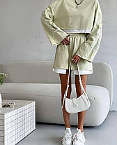 Жіночий костюм топ оверсайз з рукавами кльош та шорти на резинці Dv5440, фото 5