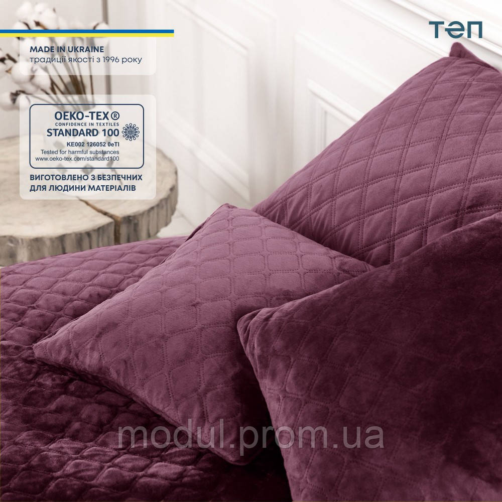 ПОКРИВАЛО ТЕП "VELOUR" 240*260 СМ БОРДОВИЙ/РОМБ КРУГЛИЙ