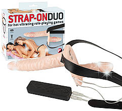 Страпон з подвійним вібратором Strap-On Duo