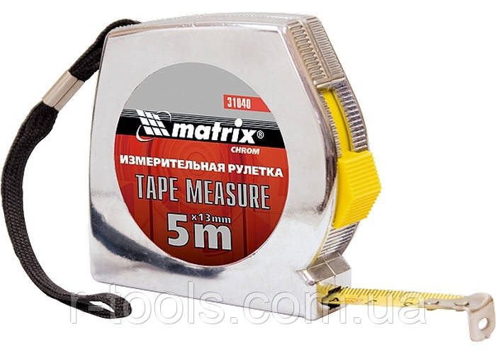 Рулетка Chrom 5 м 13 мм хромований корпус MTX 310409