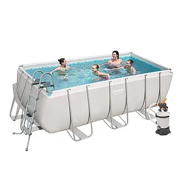 Прямокутний каркасний басейн універсальний Bestway 412х201х122 см 56457 зі сходами та фільтром на 8679 л