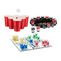 Набор питьевых игр из 3 частей Лудо, Рулетка, Пивной понг для вечеринок с друзьями