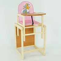 Дитячий стільчик для годування - трансформер Мася Сіре зайченя рожевий