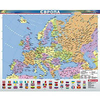 Карта настенная Картография Европы 44*53см политическая 1:12 000 000 картон