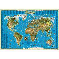 Карта настінна Картографія Світ для дітей 108х158см картон з планками рус