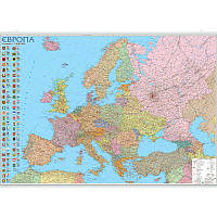 Карта настенная ИПТ Европа 80х110см политическая 1:5 400 000 ламинированная с планками