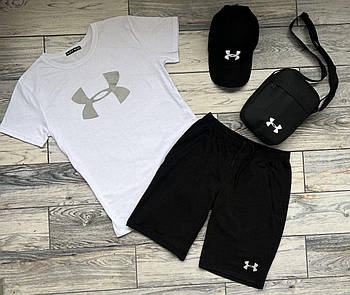 Костюм спортивний чоловічий літній Under Armour. Чоловічий комплект літній футболка+шорти+сумка+кепка Туреччина