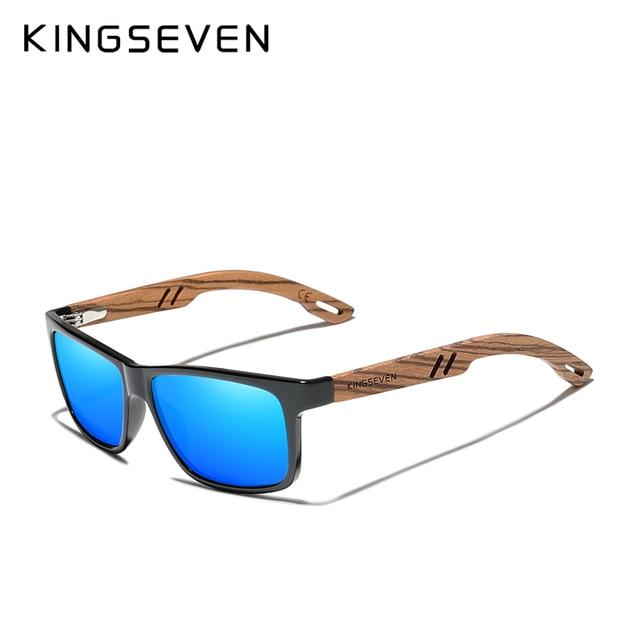 Сонцезахисні окуляри Wayfarer з горіхової деревини TR90 з поляризованими лінзами Z5508 KINGSEVEN DESIGN Синій