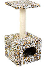 Кігтеточка-будиночок для кішок із полицею Природа Д1 жакард, 32х32х65 см, дряпка для кігтів