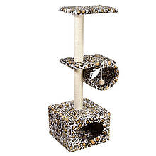 Кігтеточка-будиночок для котів з полицями та іграшкою Природа Д22, жакард (довяка, рукавичка)
