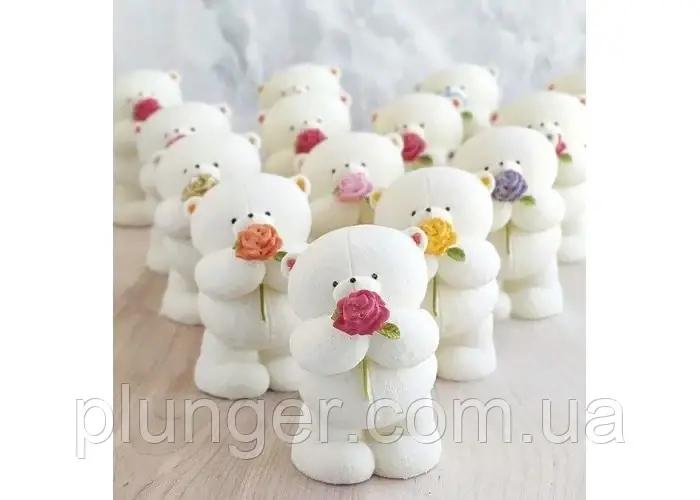 Молд кондитерський силіконовий для мастики та шоколаду Ведмежа з трояндою, фото 1