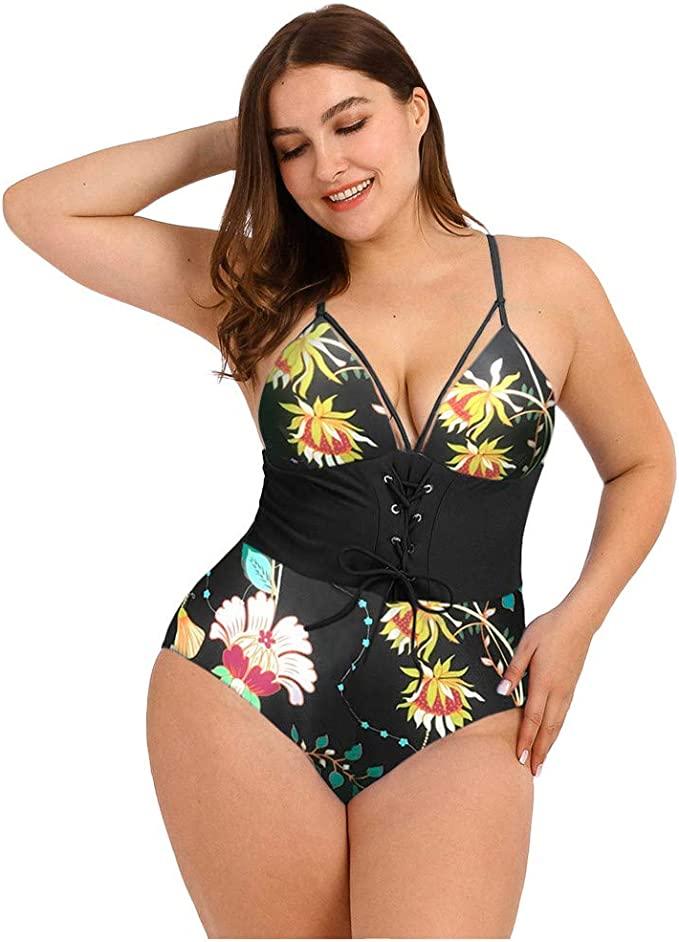 Жіночий купальник з пушапом імітація корсету на зав'язках, фото 1