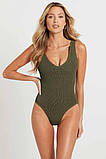 Жіночий пляжний купальник з відкритою спиною кольору хакі, фото 3