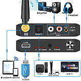 Аудіо конвертер / декодер звуку з цифрового digital оптичного SPDIF Toslink Bluetooth в аналоговий 2.0 RCA тюльпани стерео, фото 4