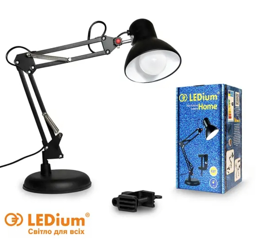 Світильник настільний Ledium Home E27 чорний