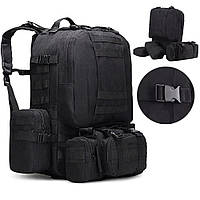 Рюкзак тактический 55 л, B08 с подсумкамы, 55х40х22 см, Чёрный / Военный штурмовой рюкзак на MOLLE