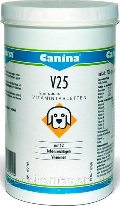 Canina V25 полівітамінний комплекс для цуценят і молодих собак,лакт. сук 700г (210 табл)