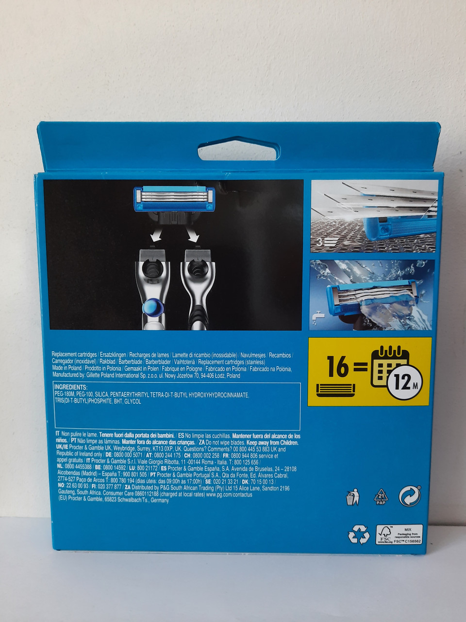 Касети для гоління чоловічі Gillette Mach 3 Turbo 16 шт. (Жилет Мак 3 ...