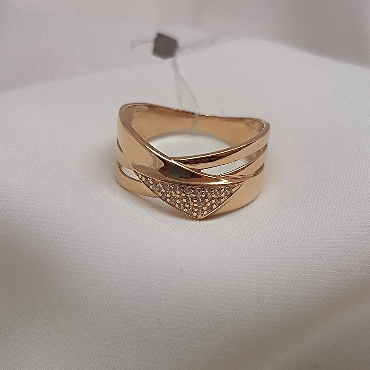 Золота каблучка з червоного золота з цирконієм