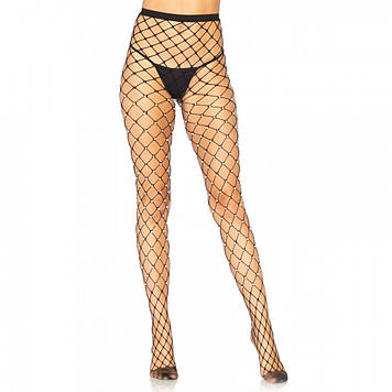 Колготки у сітку з перлами чорні Leg Avenue Faux pearl fence net tights O/S Bomba💣