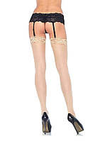 Чулки с кружевной коронкой One Size Nuna Sheer Thigh High Stockings от Leg Avenue, бежевые Bomba