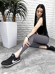 Жіночі лосини в рубчик з широким поясом та штрипками "Toffee" Норма та батал