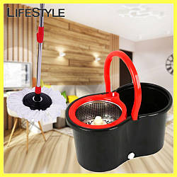 Комплект швабра+відро з автоматичним віджиманням та полосканням (10л) Spin Mop 360 / Турбо ледар з центрифугою