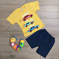 Костюм дитячий трикотажний літній із шортами - AlwaysOnTheMove - жовтого кольору 1-2-3-4 роки