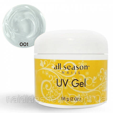 Моделюючий гель All Season UV Gel для нарощування та зміцнення нігтів 56г. Прозорий №001, фото 2