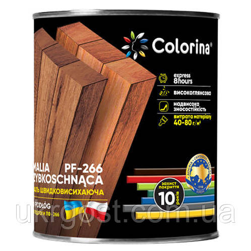 Краска для пола Быстросохнущая (ПФ-266) COLORINA 0.9 кг, Желто-коричневый 2.8, Красно-коричневый - фото 2 - id-p1407072470