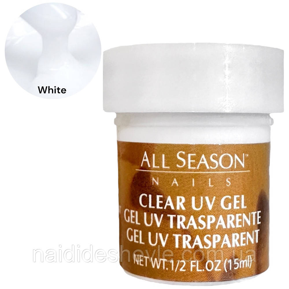 Гель All Season UV Gel для нарощування та зміцнення нігтів 15мл. White