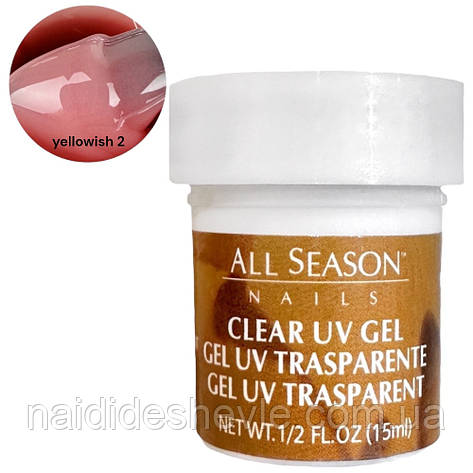 Гель All Season UV Gel для нарощування та зміцнення нігтів 15мл. Yellowish 2, фото 2