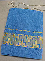 Полотенце банное 70*140см Голубое с орнаментом Турция