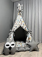 Вігвам Індіанці 4 БОНБОН, Повний комплект, дитячий намет, дитячий вігвам, вігвам для дівчинки, намет дитячий