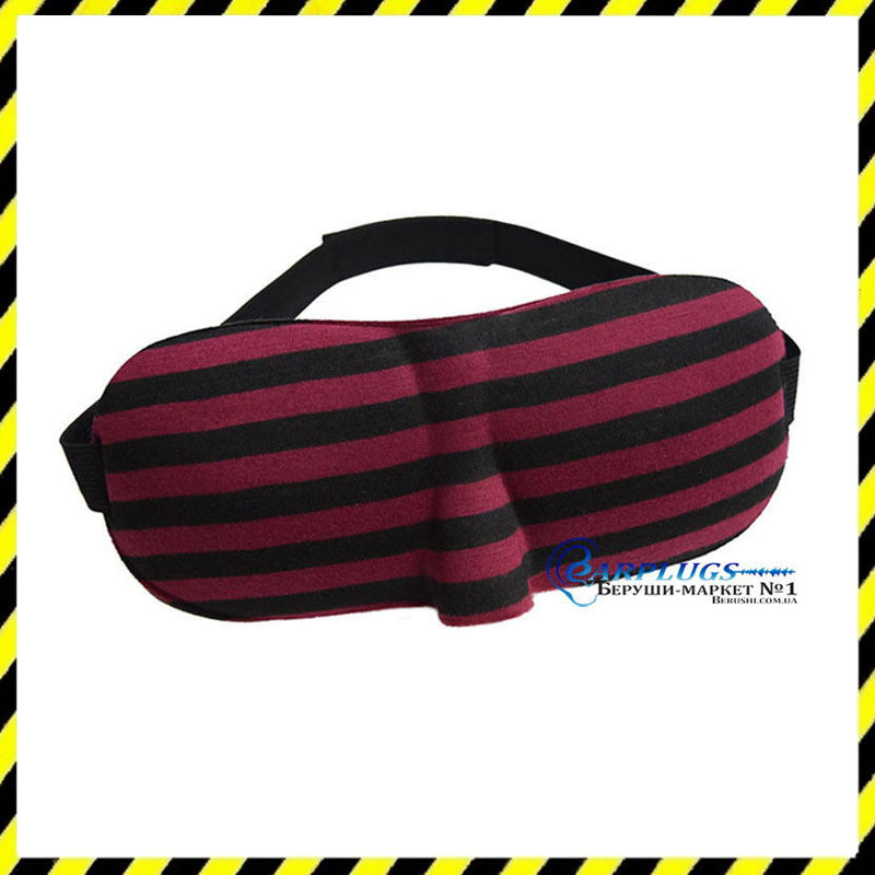 3D окуляри для сну Silenta, бордовий колір зі смужками!  3D-маска для сну. Суперм'яка!