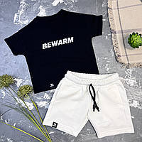 Детский летний костюм шорты + футболка BEWARM Белый/Черный 80-86