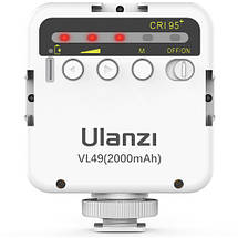 Накамерне Міні LED світло Ulanzi VL49 із вбудованим акумулятором (білий), фото 3