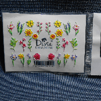 Наклейки для нігтів Divia водна 3D кольорова Di864 DC004 Квіти нарциси польові дрібні