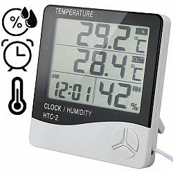 Цифровий термометр-гігрометр із будильником HTC-2 ART 2786/метеостанція з РК дисплеєм