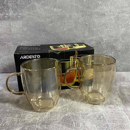 Чашки з подвійними стінками для лате Ardesto 270 мл 2 шт AR2627GG, фото 2